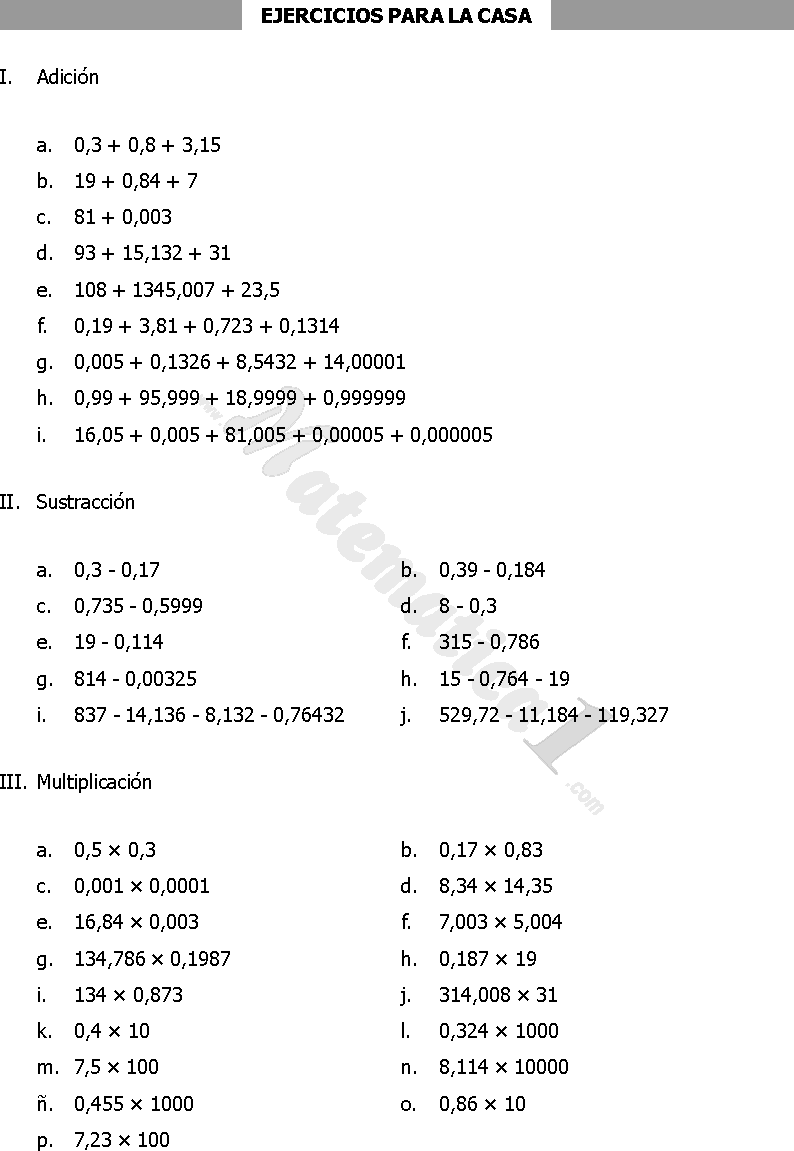 numeros decimales ejercicios practicos para 1 eso
